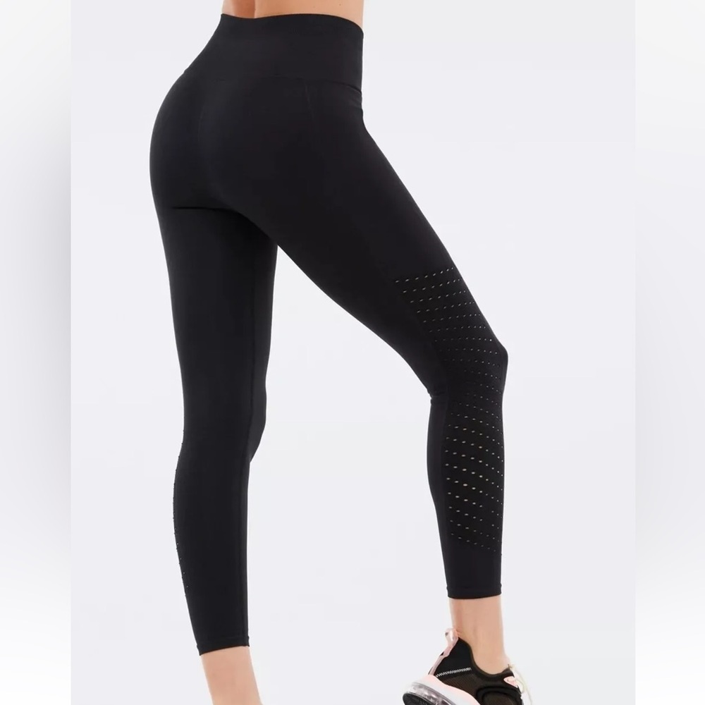 Fabletics Sync Black High-Waisted Perforated Leggings